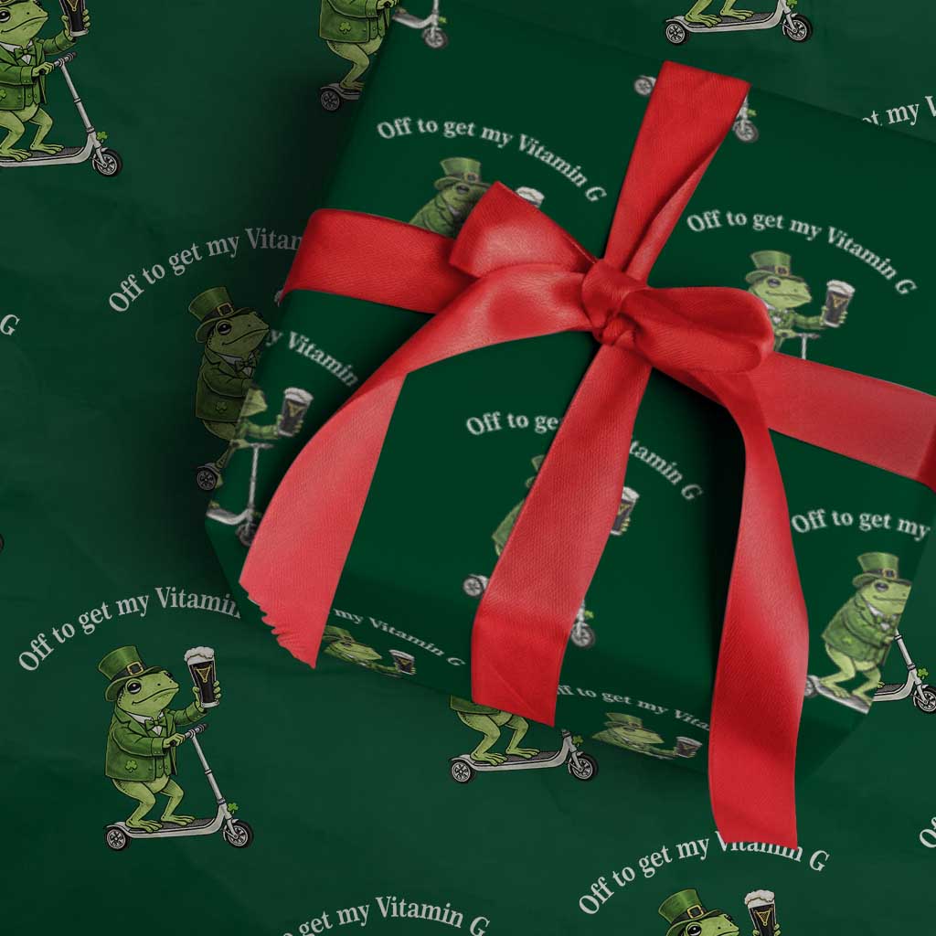 Funny Frog St Patricks Day Meme Wrapping Paper Roll Vitamin G Irish Beer