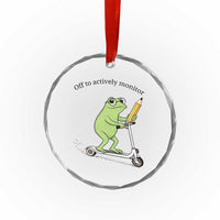 Funny Frog Teacher Testing Test Day Crystal Glass Ornament Off To Actively Monitor