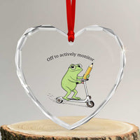 Funny Frog Teacher Testing Test Day Heart Crystal Glass Ornament Off To Actively Monitor