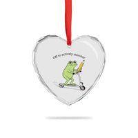 Funny Frog Teacher Testing Test Day Heart Crystal Glass Ornament Off To Actively Monitor