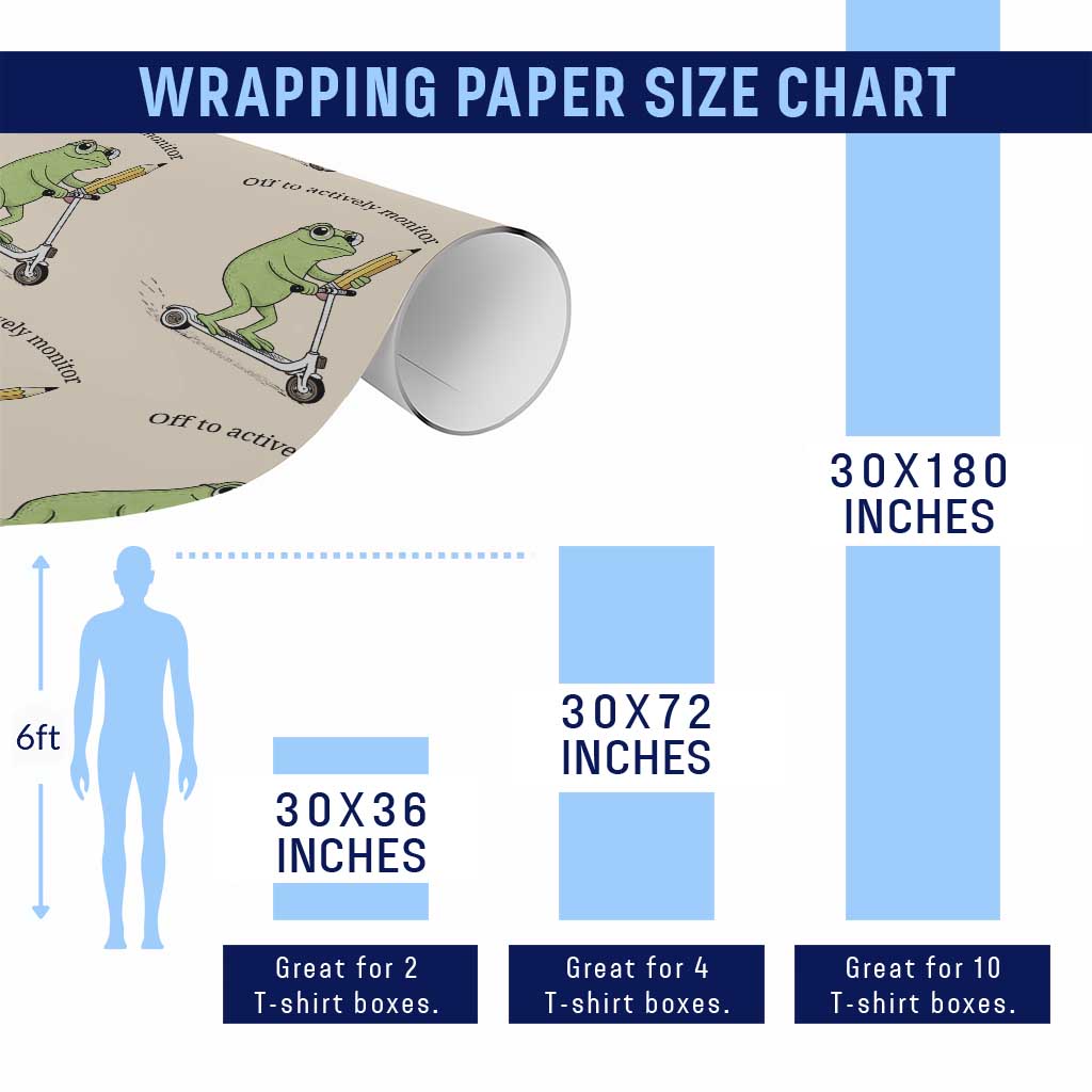 Funny Frog Teacher Testing Test Day Wrapping Paper Roll Off To Actively Monitor