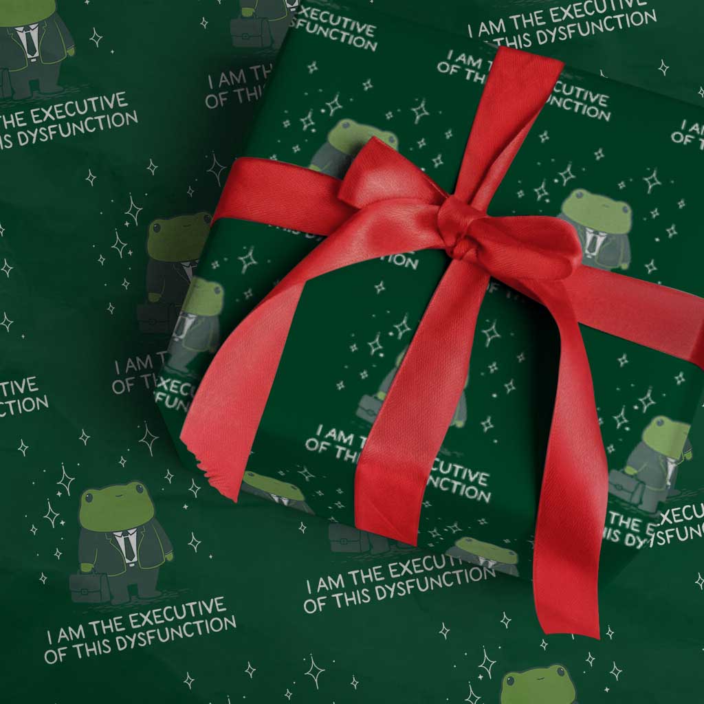 Funny Frog Wrapping Paper Roll I Am The Executive Of This Dysfunction - Wonder Print Shop