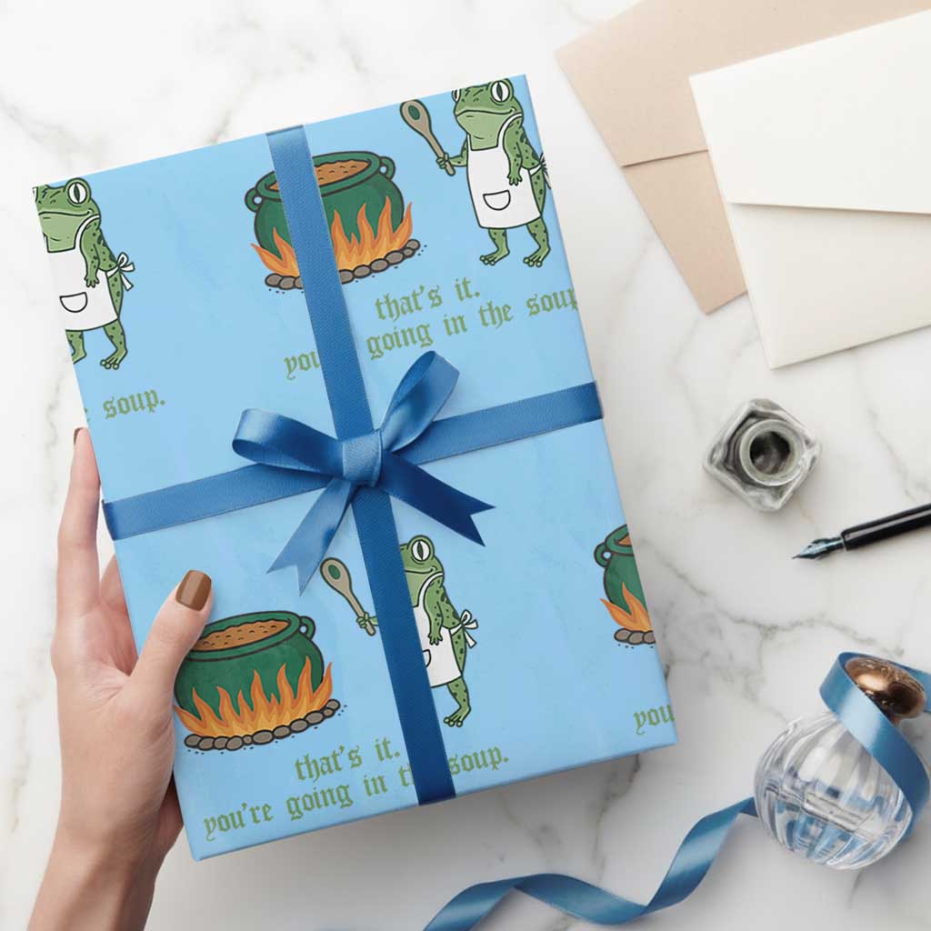 Funny Frog Wrapping Paper Roll Thats It You're Going In The Soup Weird Weirdcore Meme - Wonder Print Shop