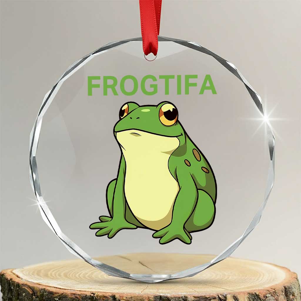 Funny Frogtifa Crystal Glass Ornament Resist Frog Protest Against Fascism - Wonder Print Shop