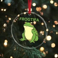 Funny Frogtifa Crystal Glass Ornament Resist Frog Protest Against Fascism - Wonder Print Shop