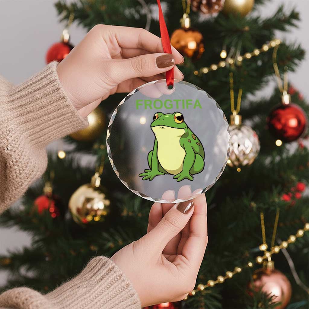Funny Frogtifa Crystal Glass Ornament Resist Frog Protest Against Fascism - Wonder Print Shop