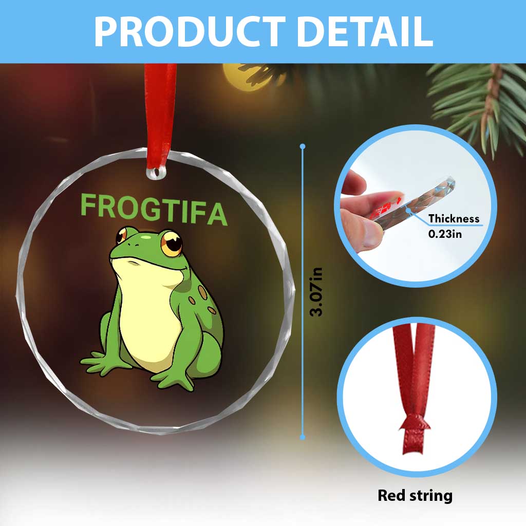 Funny Frogtifa Crystal Glass Ornament Resist Frog Protest Against Fascism - Wonder Print Shop