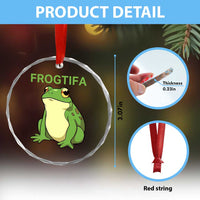 Funny Frogtifa Crystal Glass Ornament Resist Frog Protest Against Fascism - Wonder Print Shop