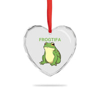 Funny Frogtifa Heart Crystal Glass Ornament Resist Frog Protest Against Fascism - Wonder Print Shop