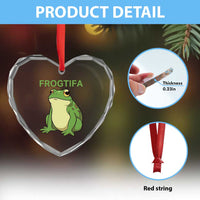 Funny Frogtifa Heart Crystal Glass Ornament Resist Frog Protest Against Fascism - Wonder Print Shop