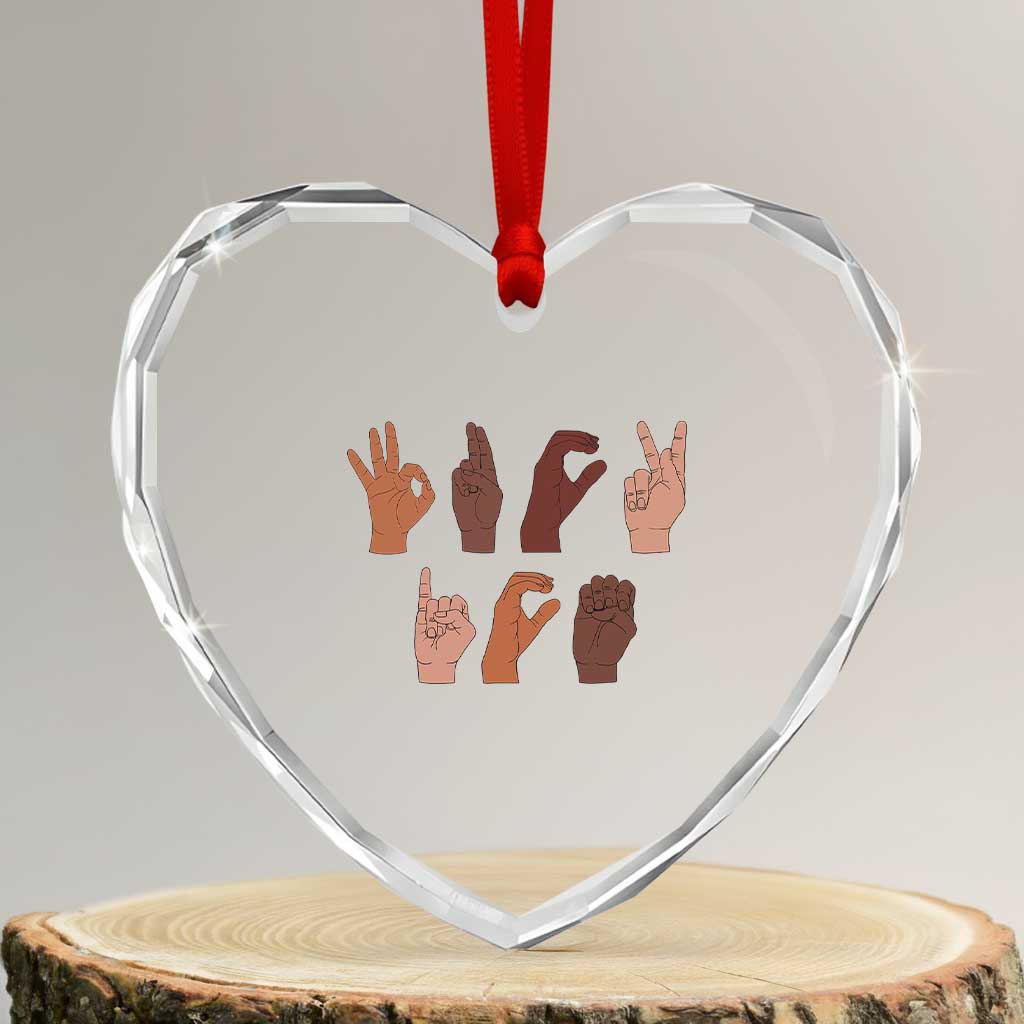 Funny Fuck Hand Sign Language Anti Deportation Heart Crystal Glass Ornament Chinga La Migra