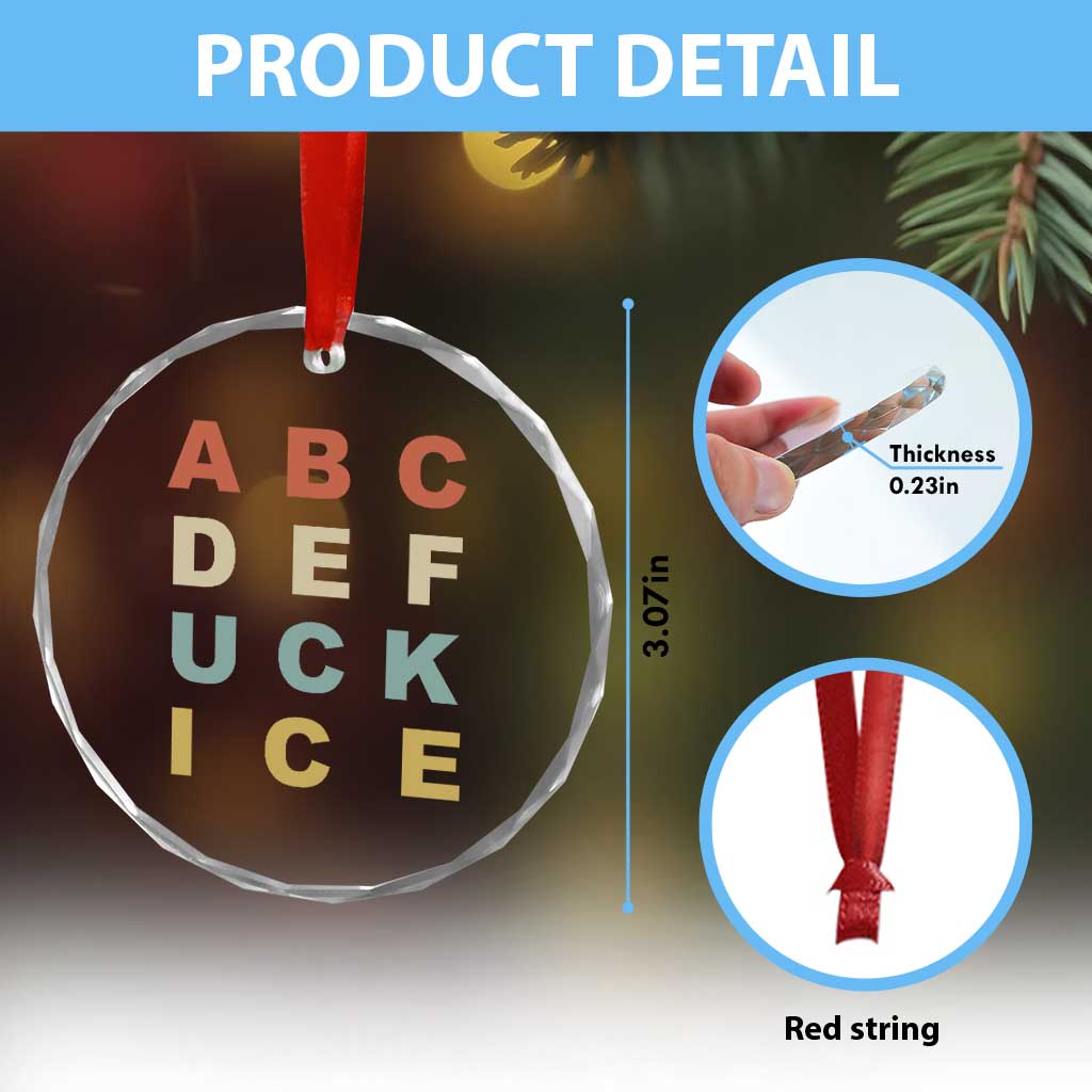 Funny Fuck Ice Protest Resistance Crystal Glass Ornament Political Retro Alphabet Graphic