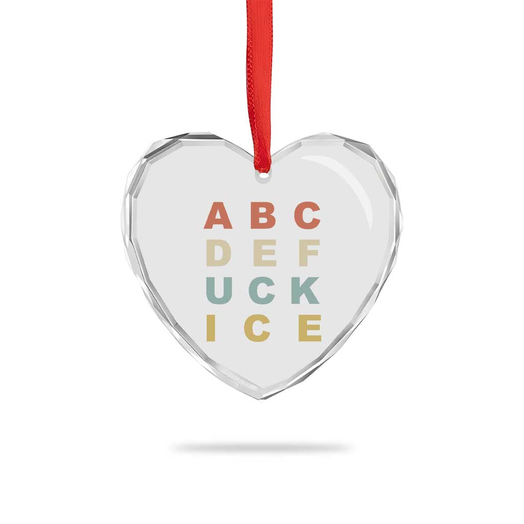 Funny Fuck Ice Protest Resistance Heart Crystal Glass Ornament Political Retro Alphabet Graphic
