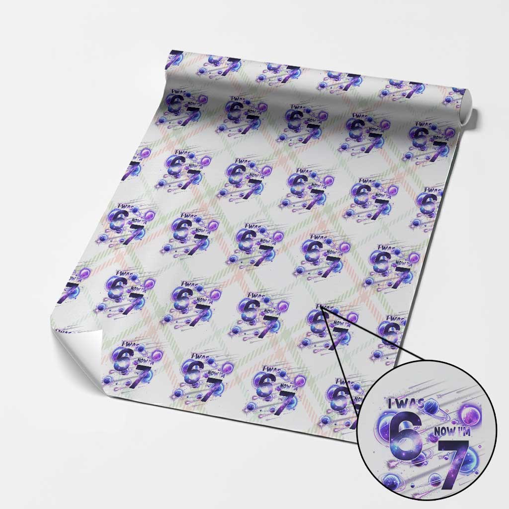Funny Galaxy Space Birthday Wrapping Paper Roll I Was Six Now I Am Seven - Wonder Print Shop