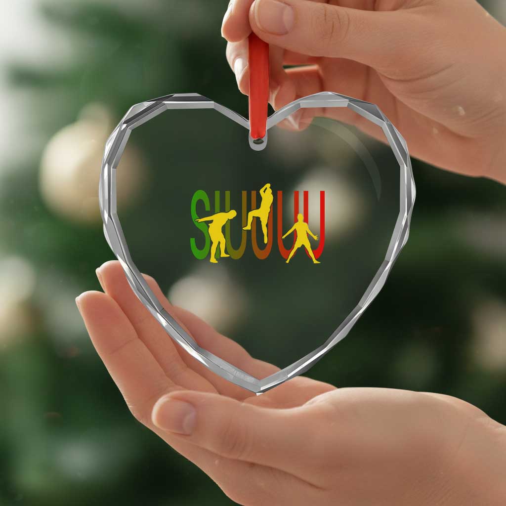 Funny Game Day Soccer Celebration Gift Heart Crystal Glass Ornament Siuuuu