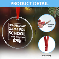 Funny Gamer Back to School Crystal Glass Ornament Funny Boys Video Gaming - Wonder Print Shop