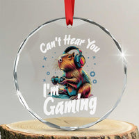 Funny Gamer Capybara Crystal Glass Ornament Can Not Hear You I Am Gaming - Wonder Print Shop