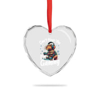 Funny Gamer Capybara Heart Crystal Glass Ornament Can Not Hear You I Am Gaming - Wonder Print Shop