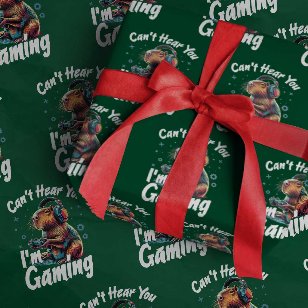 Funny Gamer Capybara Wrapping Paper Roll Can Not Hear You I Am Gaming - Wonder Print Shop