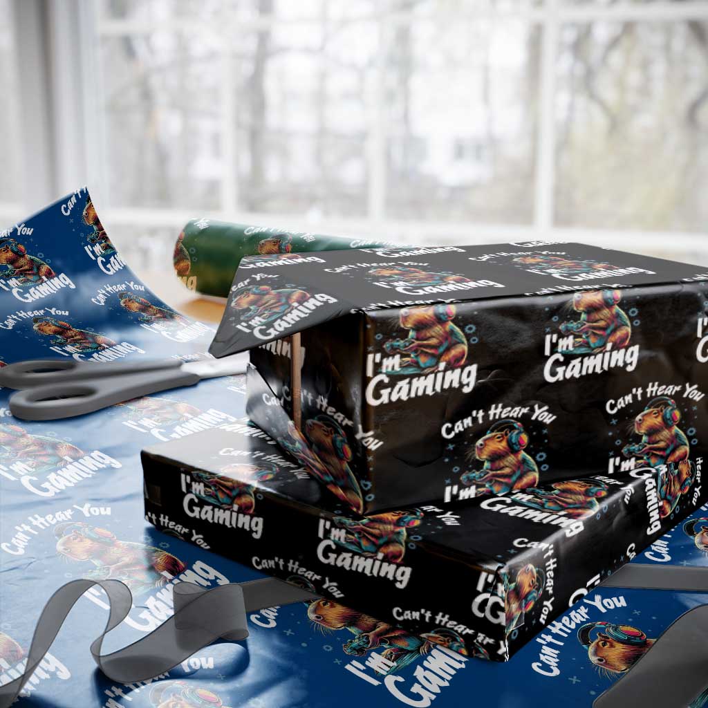 Funny Gamer Capybara Wrapping Paper Roll Can Not Hear You I Am Gaming - Wonder Print Shop