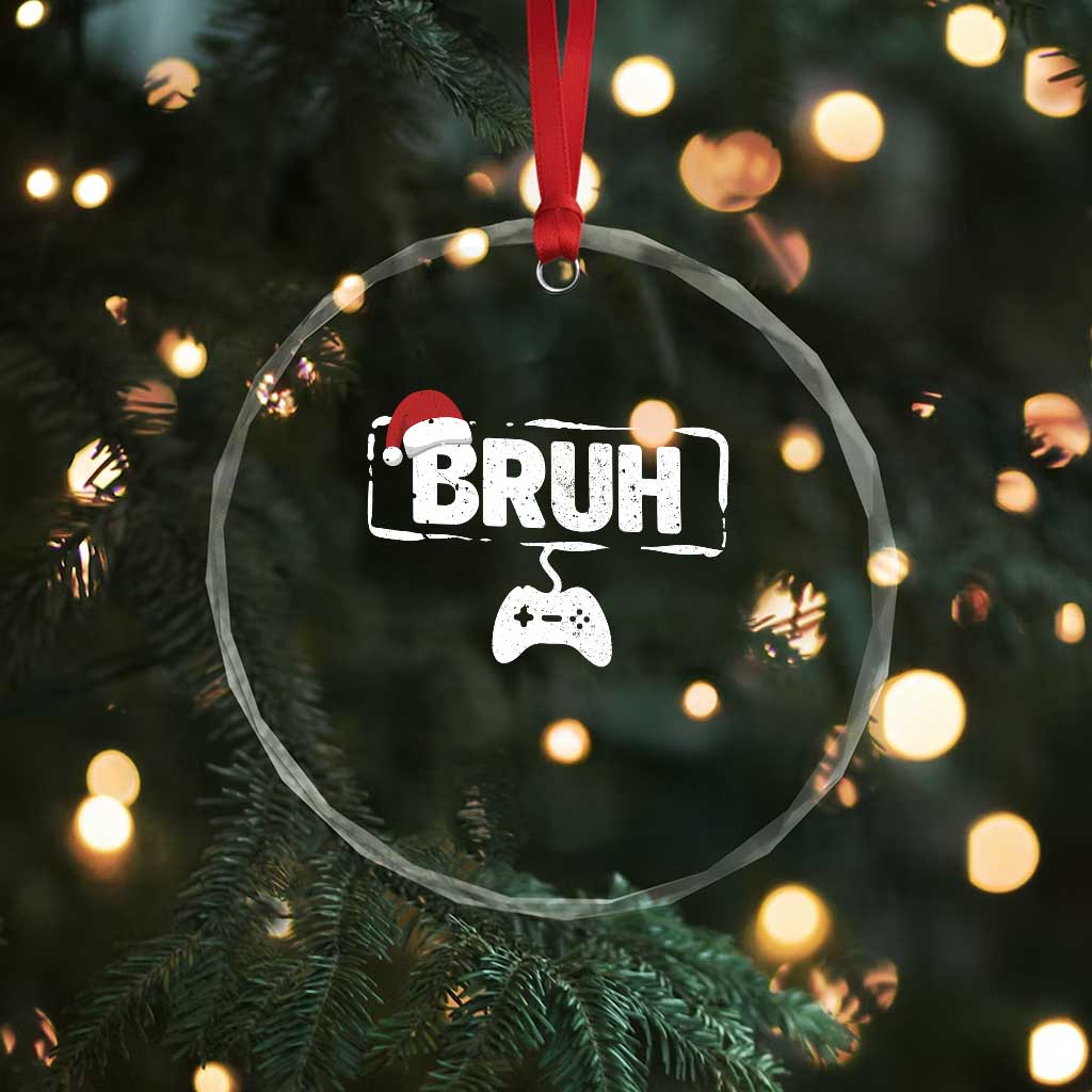 Funny Gaming Christmas Crystal Glass Ornament Gamer Bruh Video Game TS14