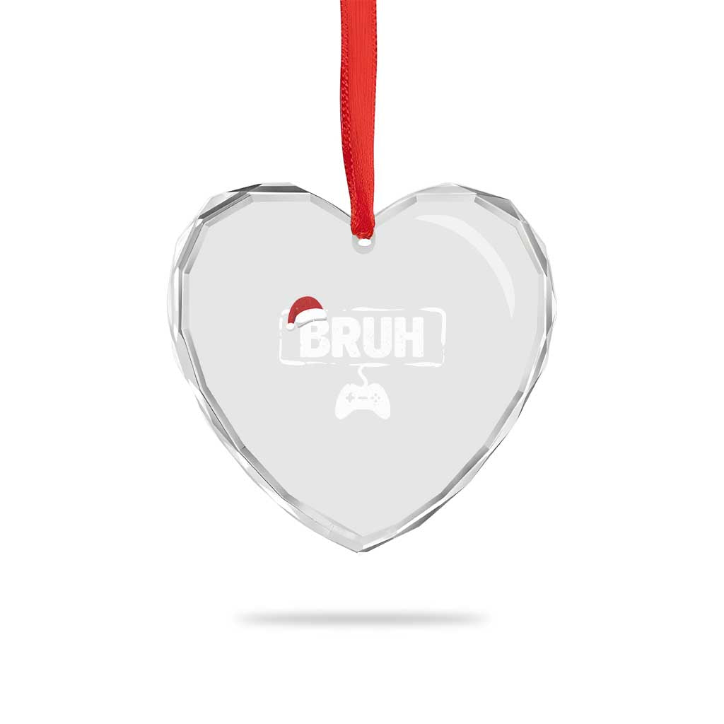 Funny Gaming Christmas Heart Crystal Glass Ornament Gamer Bruh Video Game - Wonder Print Shop