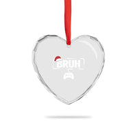 Funny Gaming Christmas Heart Crystal Glass Ornament Gamer Bruh Video Game - Wonder Print Shop