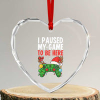 Funny Gaming Christmas Heart Crystal Glass Ornament I Paused My Game To Be Here - Wonder Print Shop