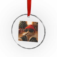 Funny Gangster Cats Christmas Crystal Glass Ornament Smoking Kitten Meme - Wonder Print Shop