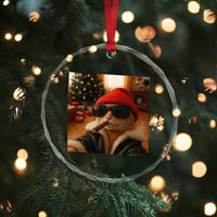 Funny Gangster Cats Christmas Crystal Glass Ornament Smoking Kitten Meme - Wonder Print Shop