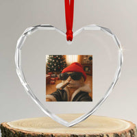 Funny Gangster Cats Christmas Heart Crystal Glass Ornament Smoking Kitten Meme - Wonder Print Shop