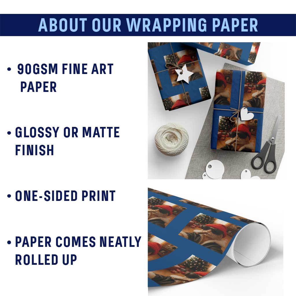 Funny Gangster Cats Xmas Wrapping Paper Roll Smoking Kitten Meme - Wonder Print Shop