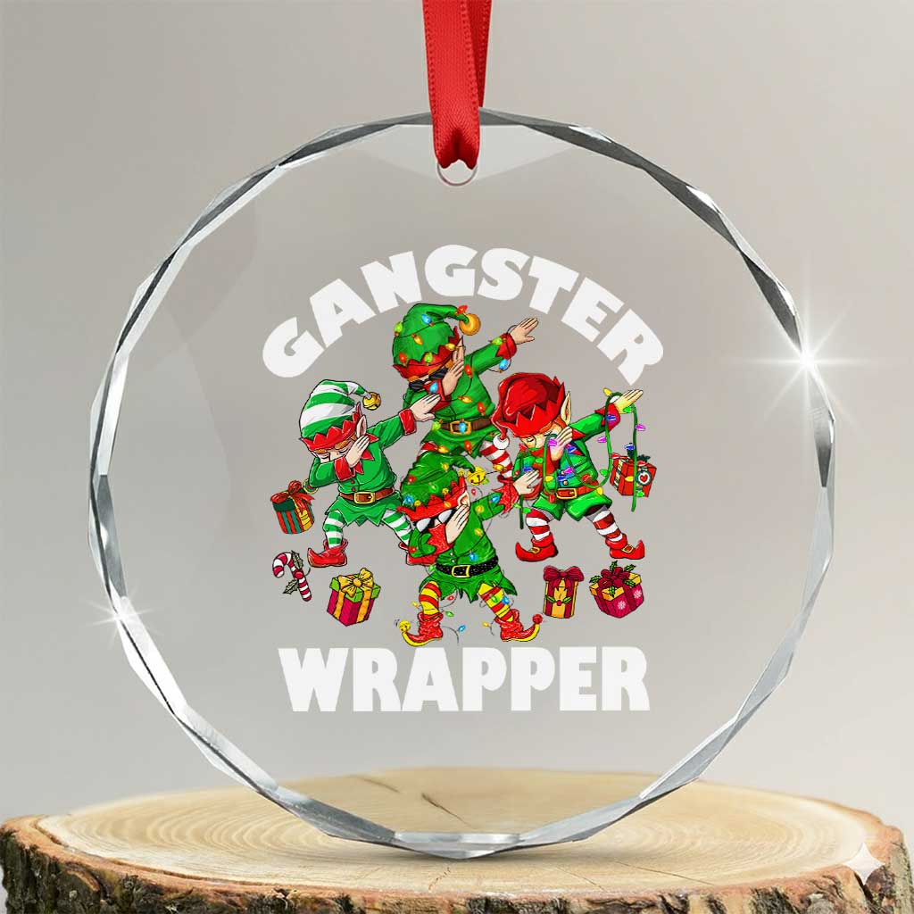 Funny Gangster Wrapper Crystal Glass Ornament Gangsta Elf Crew Presents TS11