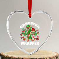 Funny Gangster Wrapper Heart Crystal Glass Ornament Gangsta Elf Crew Presents - Wonder Print Shop