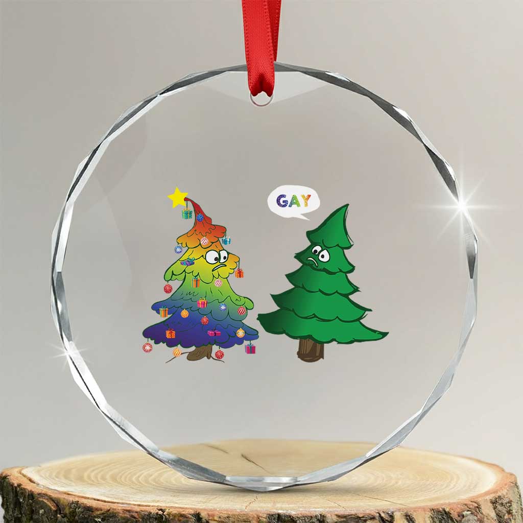 Funny Gay Xmas Crystal Glass Ornament Rainbow Christmas Tree LGBT TS09