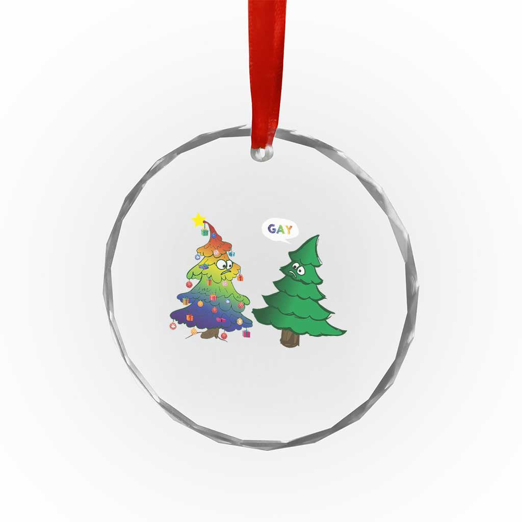 Funny Gay Xmas Crystal Glass Ornament Rainbow Christmas Tree LGBT TS09