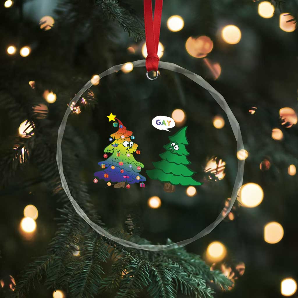 Funny Gay Xmas Crystal Glass Ornament Rainbow Christmas Tree LGBT TS09