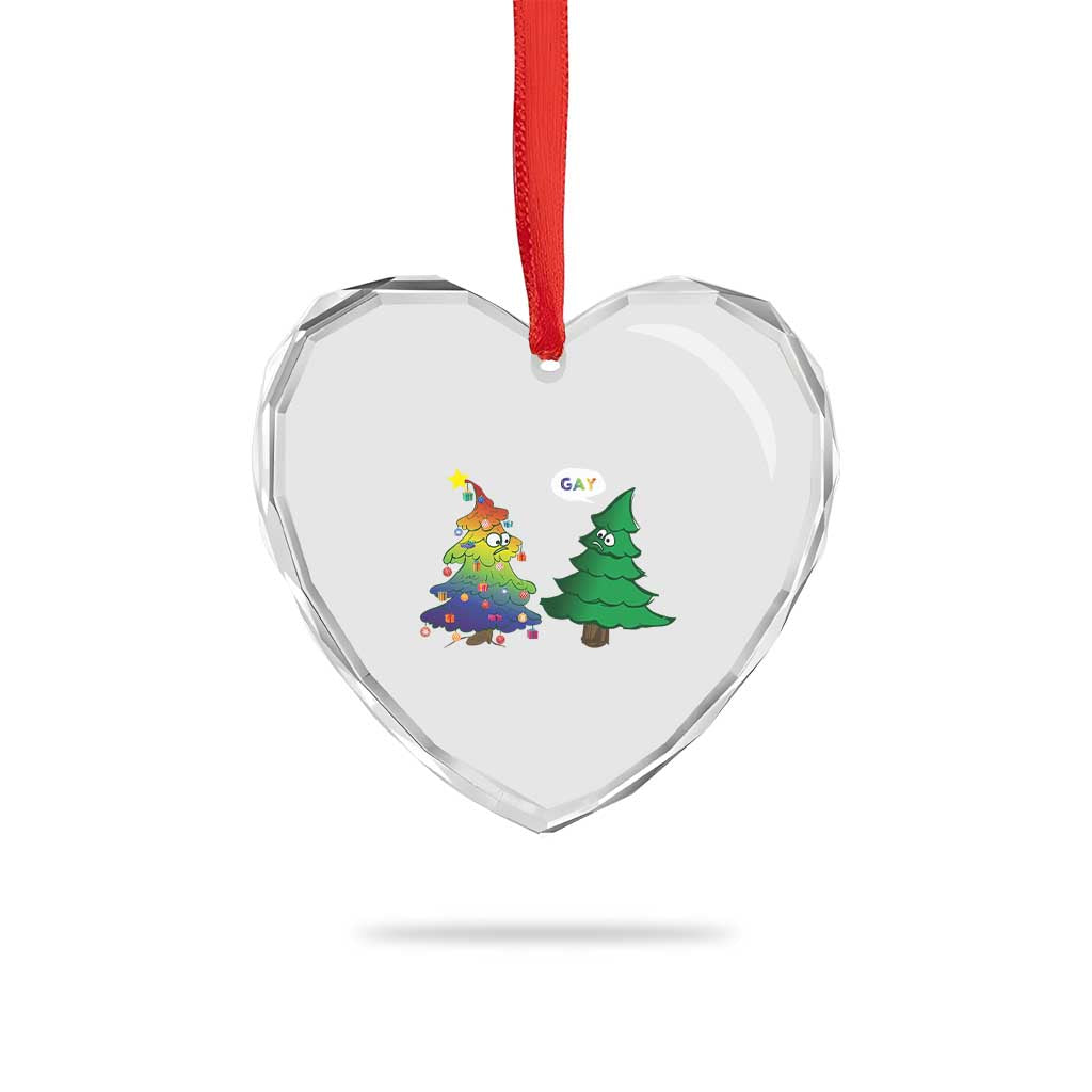 Funny Gay Xmas Heart Crystal Glass Ornament Rainbow Christmas Tree LGBT - Wonder Print Shop