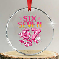 Funny Gen Z Alpha Gift Crystal Glass Ornament Six Seven Meme Soccer Lover