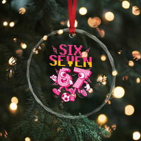 Funny Gen Z Alpha Gift Crystal Glass Ornament Six Seven Meme Soccer Lover