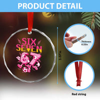 Funny Gen Z Alpha Gift Crystal Glass Ornament Six Seven Meme Soccer Lover