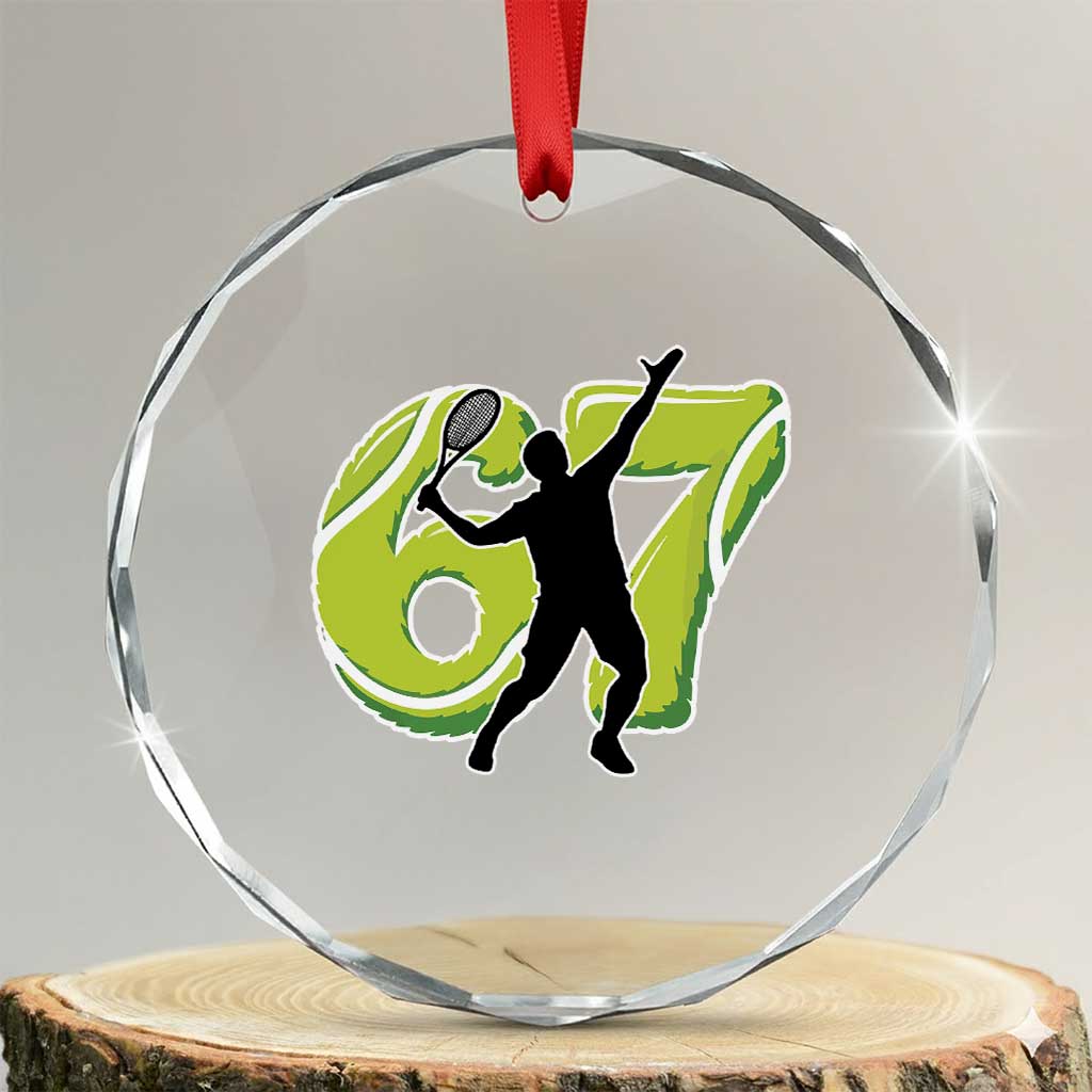 Funny Gen Z Alpha Gift Crystal Glass Ornament Six Seven Meme Tennis Lover - Wonder Print Shop