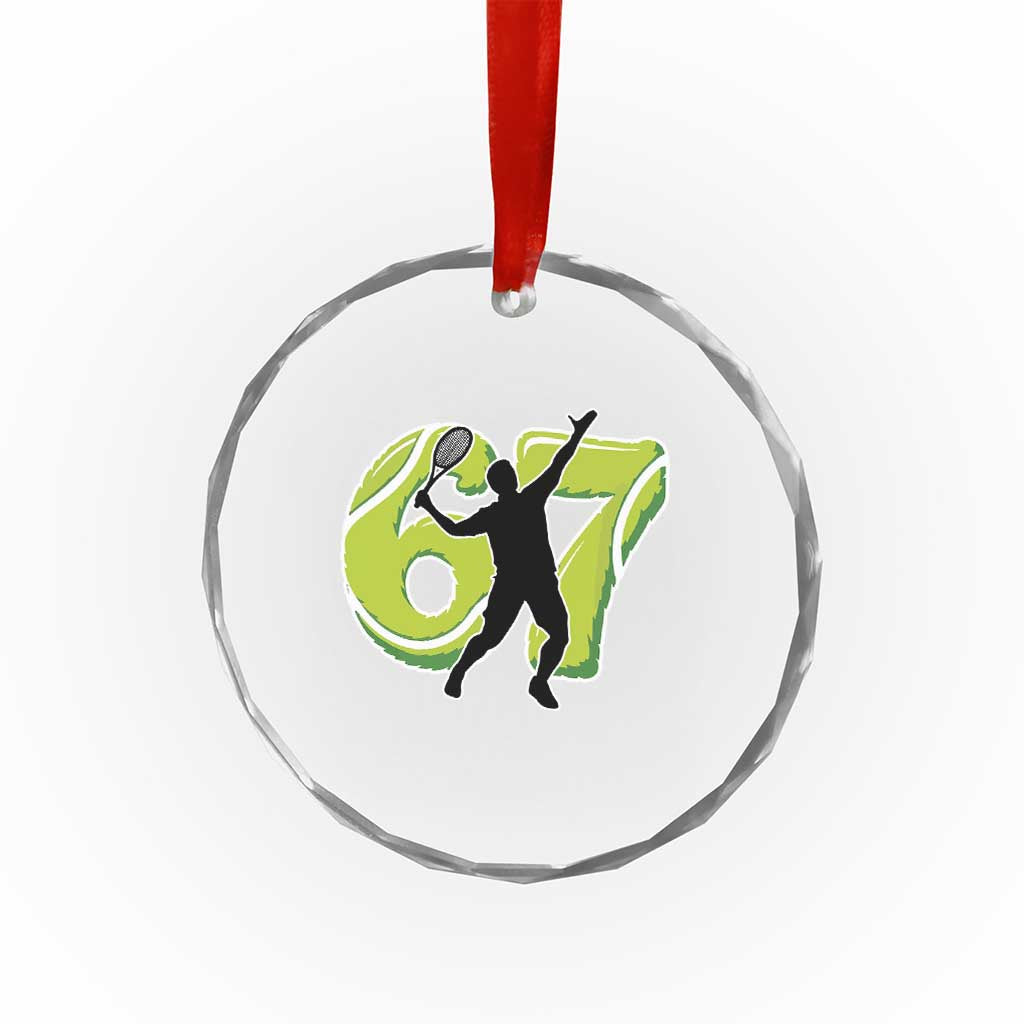 Funny Gen Z Alpha Gift Crystal Glass Ornament Six Seven Meme Tennis Lover - Wonder Print Shop