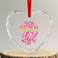 Funny Gen Z Alpha Gift Heart Crystal Glass Ornament Six Seven Meme Soccer Lover