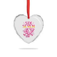 Funny Gen Z Alpha Gift Heart Crystal Glass Ornament Six Seven Meme Soccer Lover