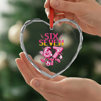 Funny Gen Z Alpha Gift Heart Crystal Glass Ornament Six Seven Meme Soccer Lover