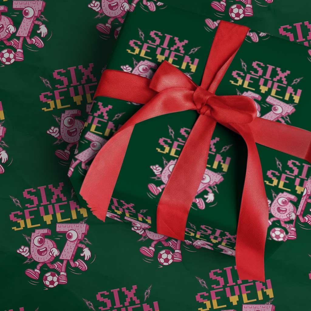 Funny Gen Z Alpha Gift Wrapping Paper Roll Six Seven Meme Soccer Lover