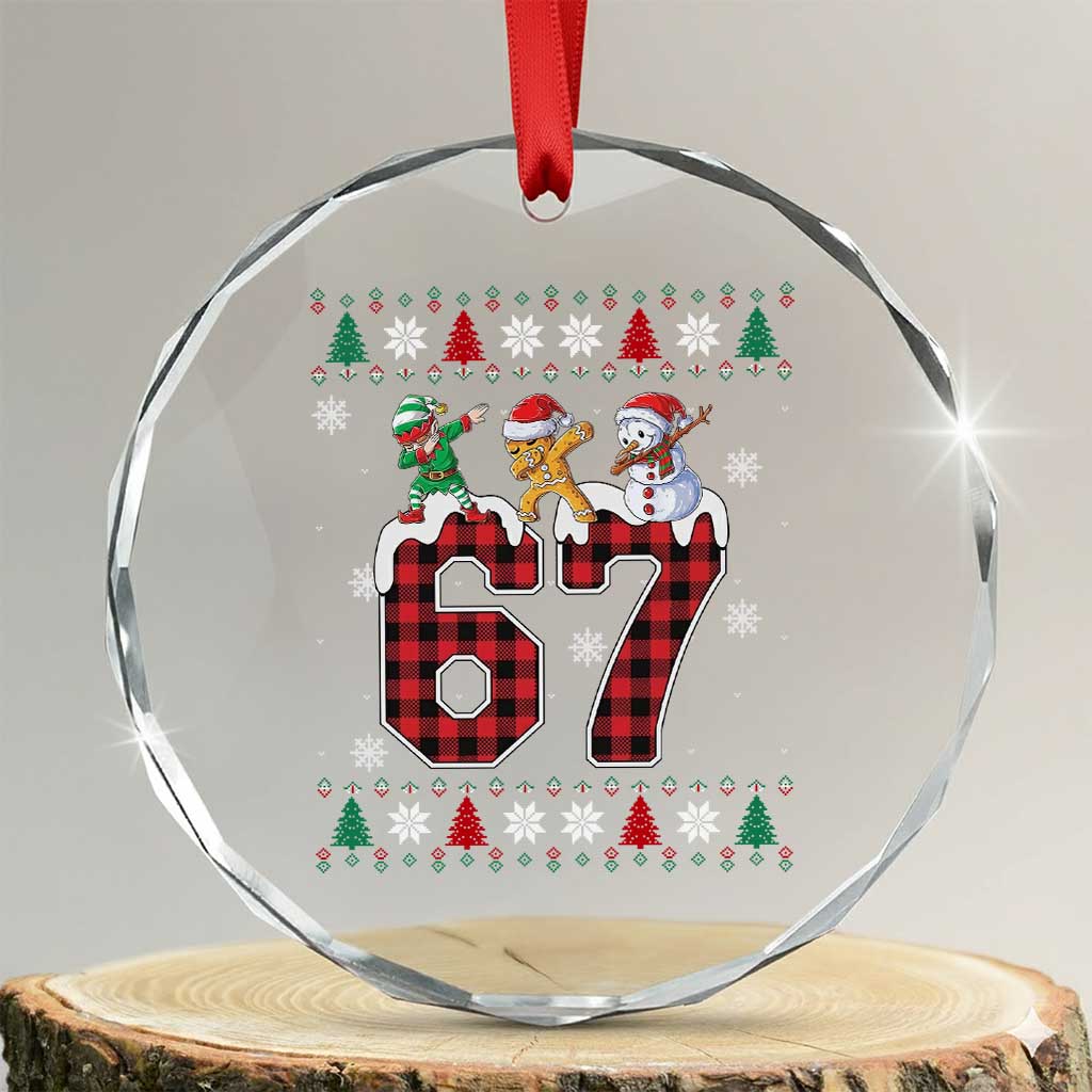Funny Gen Z Alpha Ugly Xmas Gift Crystal Glass Ornament Gingerbread Snowman Elf Dabbing - Wonder Print Shop
