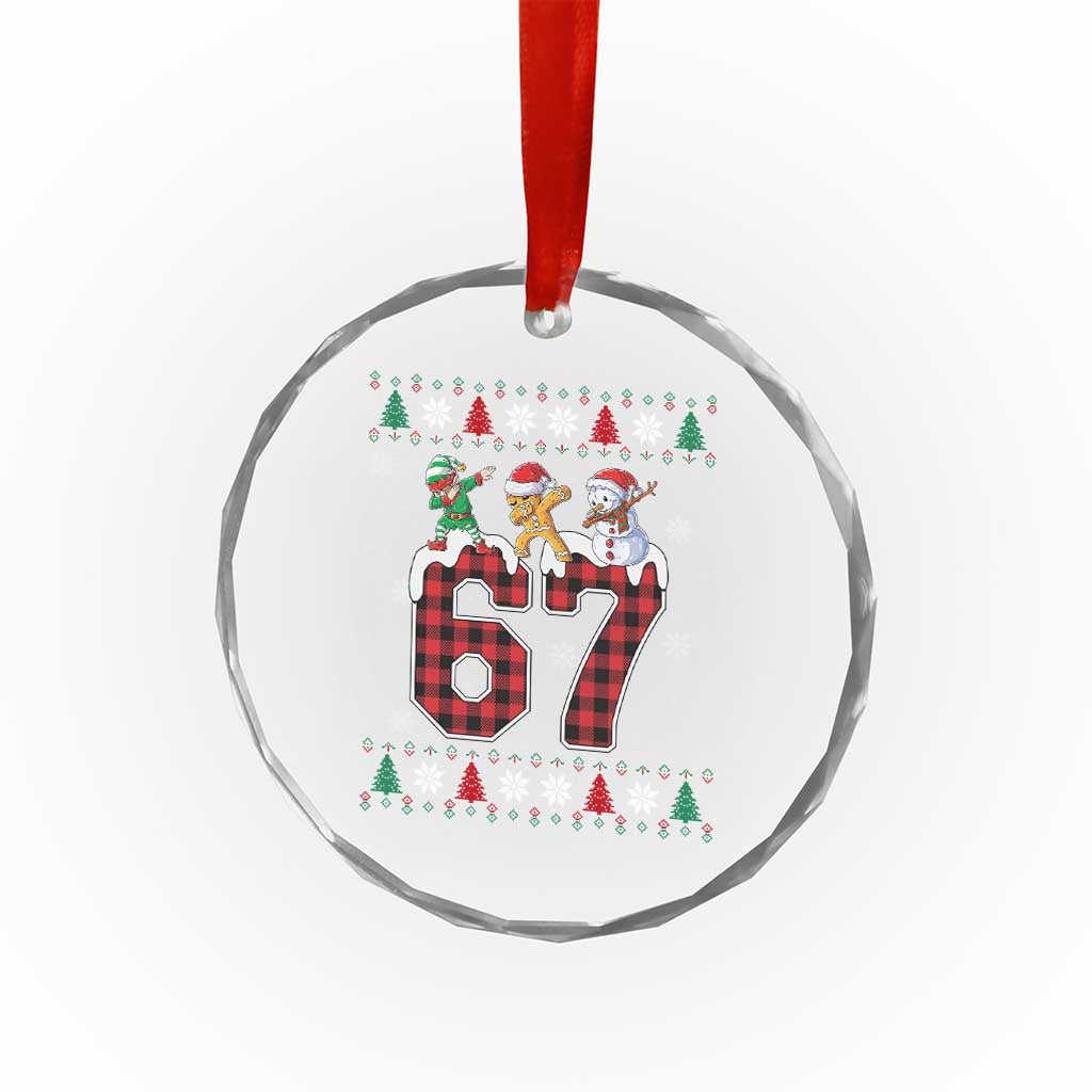 Funny Gen Z Alpha Ugly Xmas Gift Crystal Glass Ornament Gingerbread Snowman Elf Dabbing - Wonder Print Shop