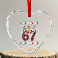 Funny Gen Z Alpha Ugly Xmas Gift Heart Crystal Glass Ornament Gingerbread Snowman Elf Dabbing - Wonder Print Shop